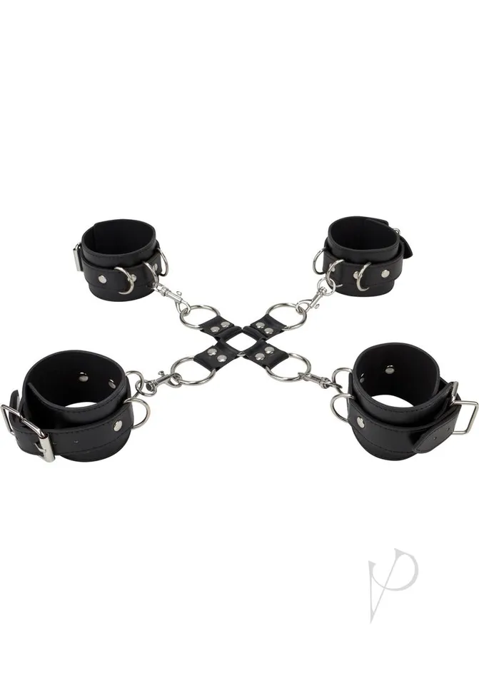 Anal Ouch Leather Hand and Leg Cuff BlackSilver Ouch