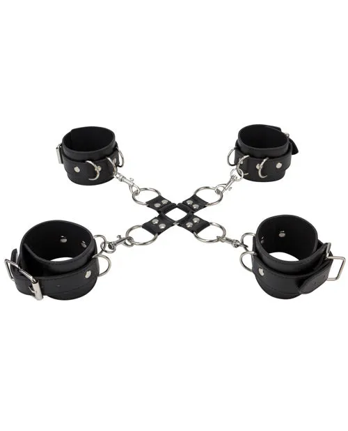 Anal Ouch Leather Hand and Leg Cuff BlackSilver Ouch