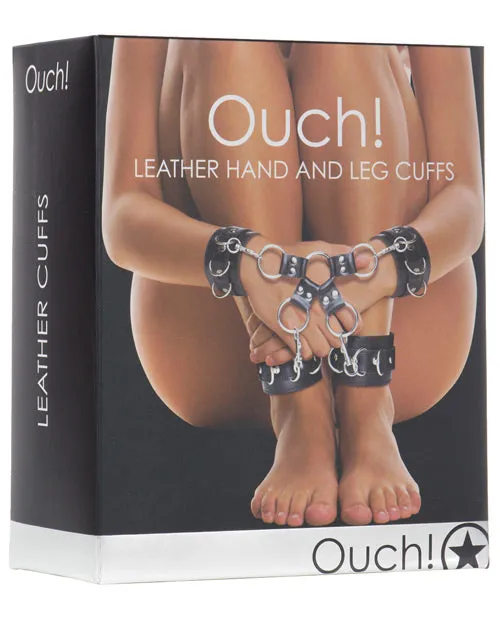 Anal Ouch Leather Hand and Leg Cuff BlackSilver Ouch