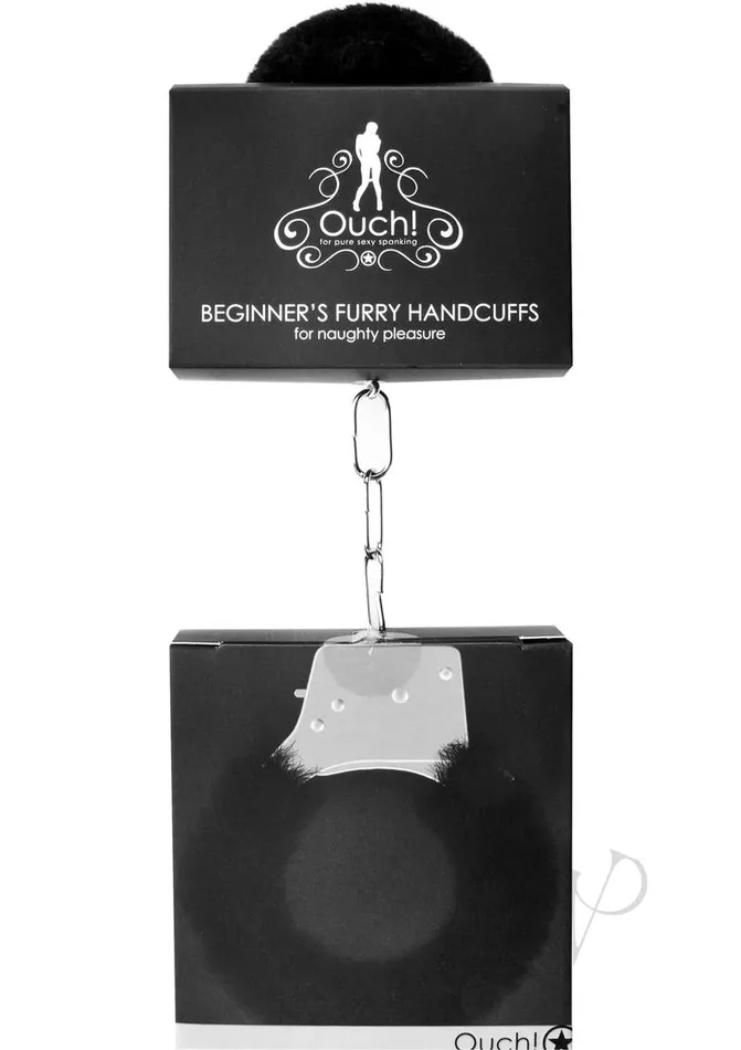Anal Ouch Ouch Beginners Furry Handcuffs Black