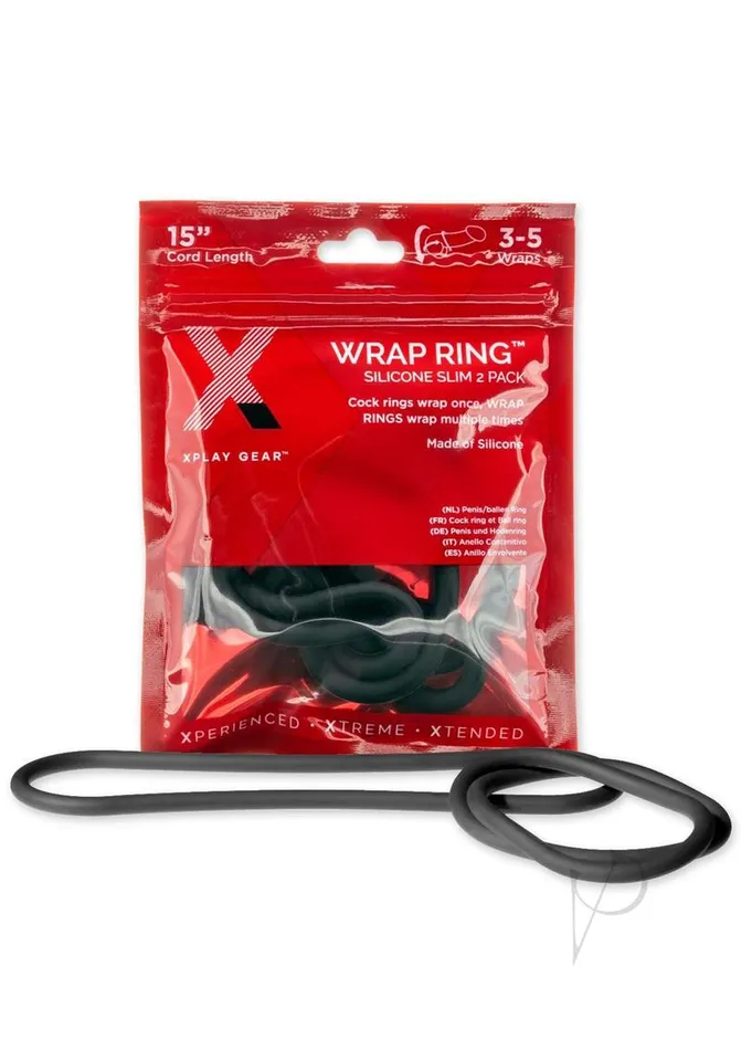 Anal Perfect Fit The Xplay Wrap Ring Silicone Slim 15in 2 pack Black