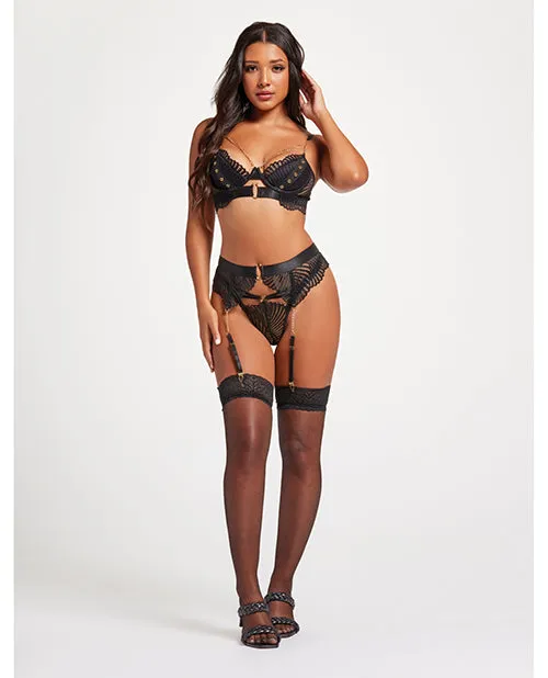 Anal Scalloped Lace Bra wGold Chain Garter Belt Thong Black MD Seven Til Midnight Anal Scalloped Lace Bra wGold Chain Garter Belt Thong Black MD Seven Til Midnight