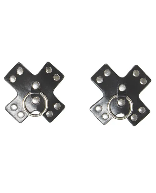 Anal Studded Cross Reusable Pasties Black OS Coquette