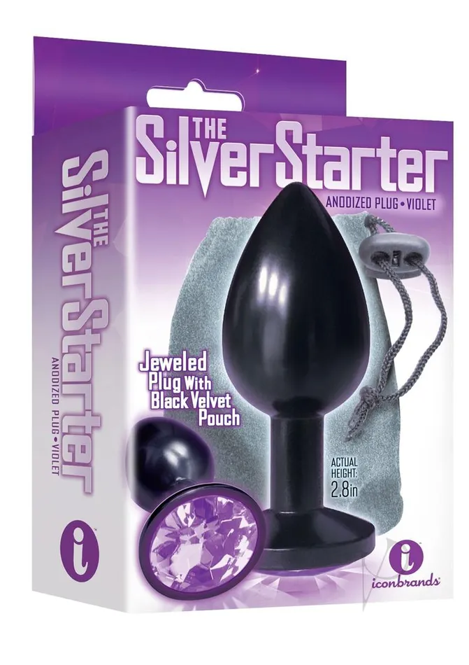 Anal The 9s The 9s The Silver Starter Bejeweled Annodized Stainless Steel Plug Violet Anal The 9s The 9s The Silver Starter Bejeweled Annodized Stainless Steel Plug Violet