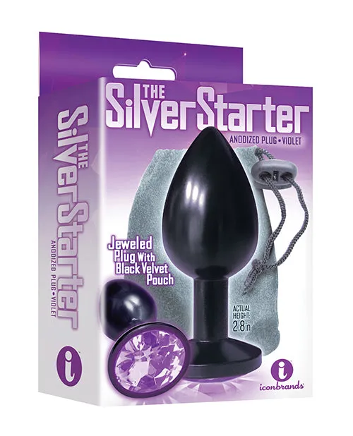 Anal The 9s The 9s The Silver Starter Bejeweled Annodized Stainless Steel Plug Violet