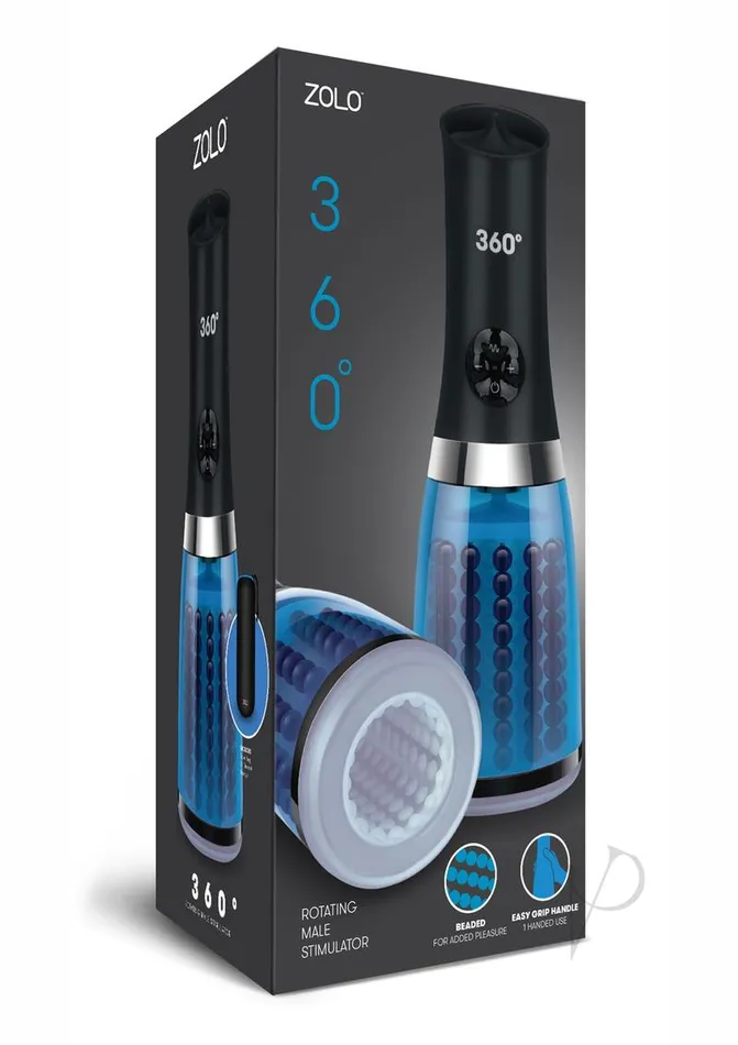 Anal ZOLO 360 Rotating Beaded Masturbator BlueBlack Zolo