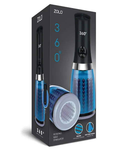 Anal ZOLO 360 Rotating Beaded Masturbator BlueBlack Zolo