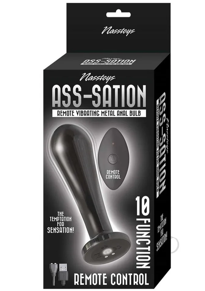 AssSation Vibrating Metal Anal Bulb with Remote Control Black Ass Sation Anal