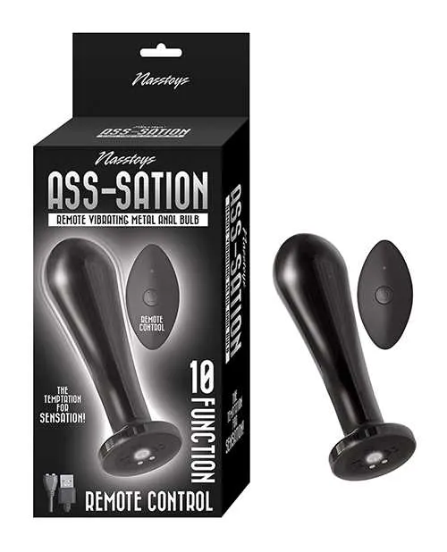 AssSation Vibrating Metal Anal Bulb with Remote Control Black Ass Sation Anal