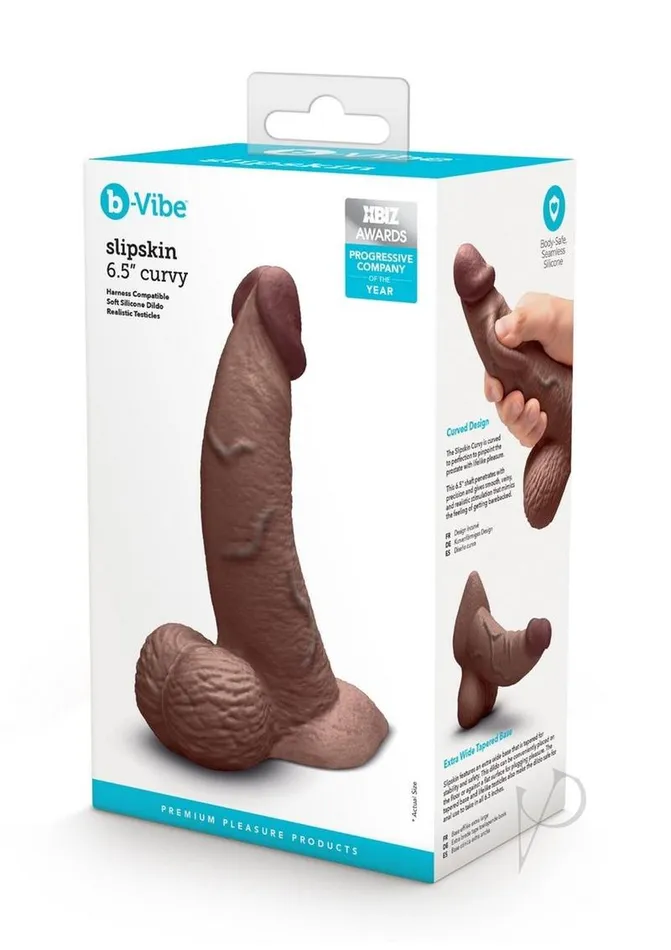 BVibe Slipskin Realistic Silicone Curved Dildo 65in Chocolate B Vibe Female Sex Toys BVibe Slipskin Realistic Silicone Curved Dildo 65in Chocolate B Vibe Female Sex Toys