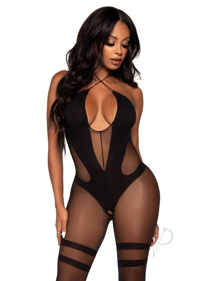 Bodystockings Playsuits Leg Avenue Leg Avenue Opaque and Sheer Keyhole Twist Halter Bodystocking OS Black Bodystockings Playsuits Leg Avenue Leg Avenue Opaque and Sheer Keyhole Twist Halter Bodystocking OS Black