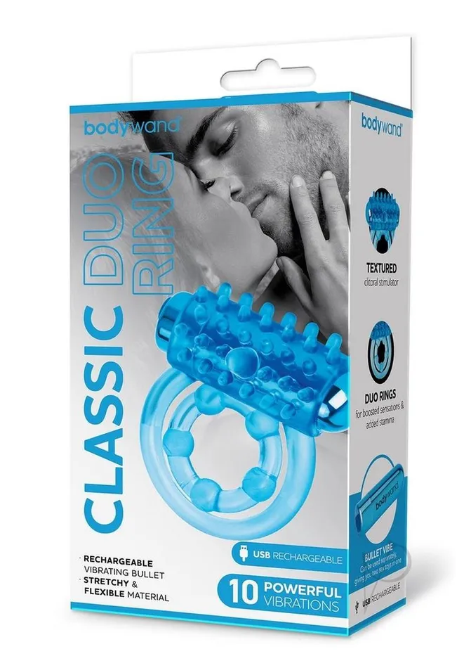 Bodywand Bodywand Rechargeable Silicone Classic Duo Ring Blue Vibrators