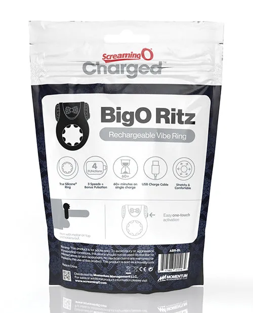 Charged BigO Ritz Rechargeable Vibrating Cock Ring Black Screaming O Male Sex Toys Charged BigO Ritz Rechargeable Vibrating Cock Ring Black Screaming O Male Sex Toys