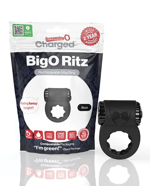 Charged BigO Ritz Rechargeable Vibrating Cock Ring Black Screaming O Male Sex Toys Charged BigO Ritz Rechargeable Vibrating Cock Ring Black Screaming O Male Sex Toys