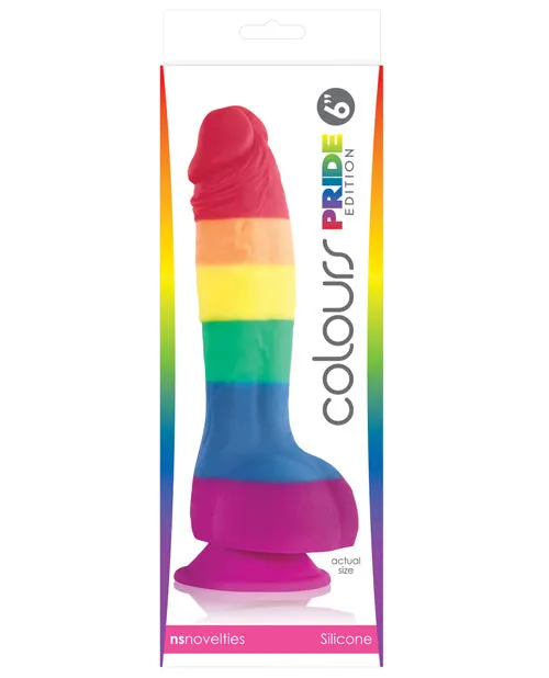 Colours Pride Edition Silicone Dildo 6in Rainbow Colours Female Sex Toys Colours Pride Edition Silicone Dildo 6in Rainbow Colours Female Sex Toys