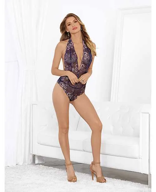 Couples Escante Two Tone Lace Halter Teddy Evening Meadow SM Couples Escante Two Tone Lace Halter Teddy Evening Meadow SM