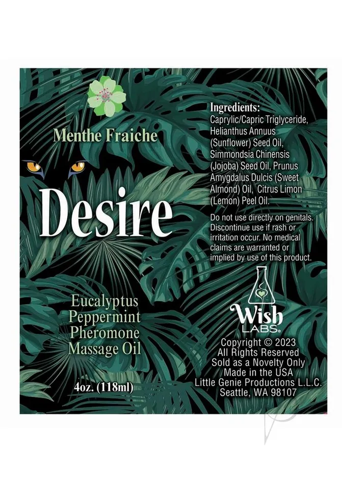 Desire Pheromone Massage Oil 4oz EucalyptusPeppermint Desire By Little Genie Couples Desire Pheromone Massage Oil 4oz EucalyptusPeppermint Desire By Little Genie Couples