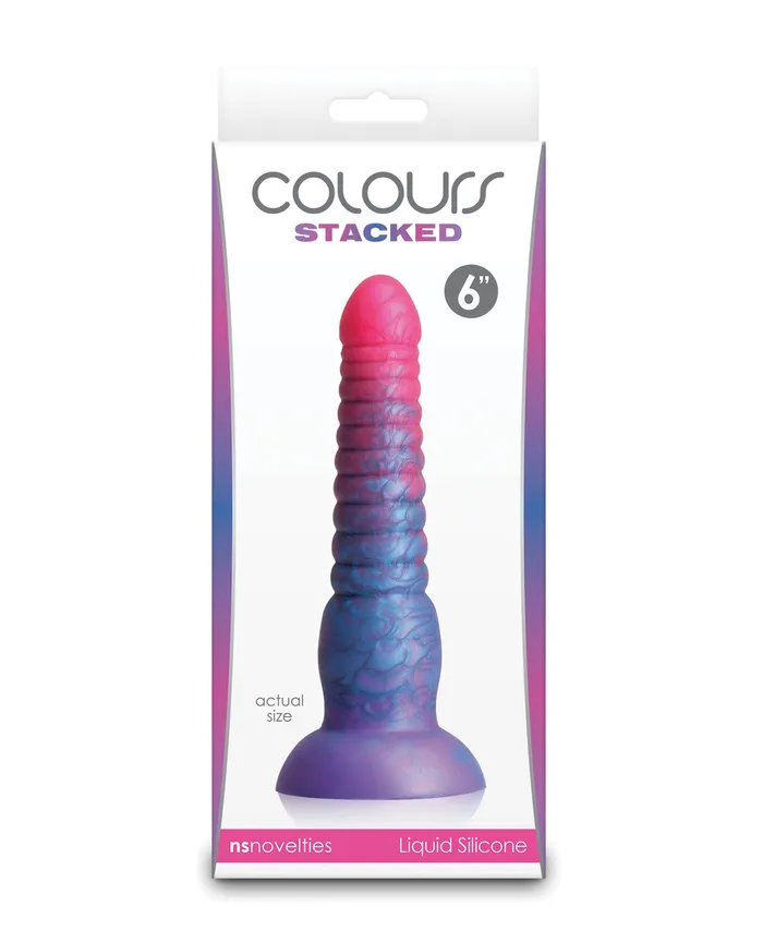 Dildos Colours Stacked Silicone Dildo 6in PinkBlue Colours