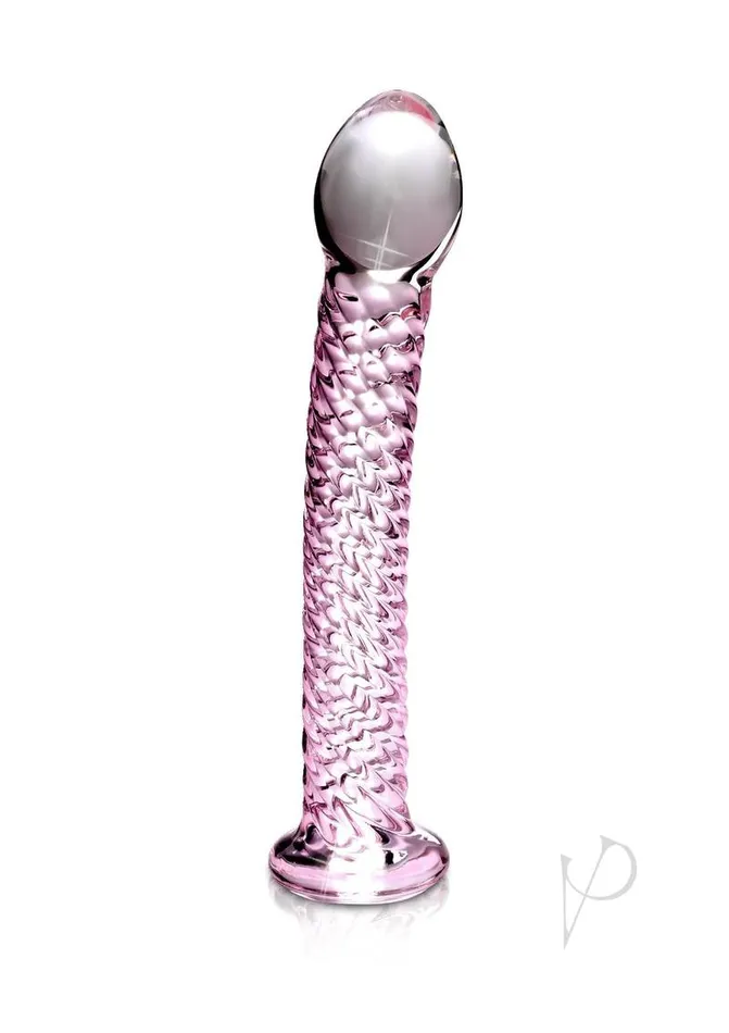 Dildos Icicles No 53 Textured Glass Dildo 675in ClearPink Icicles