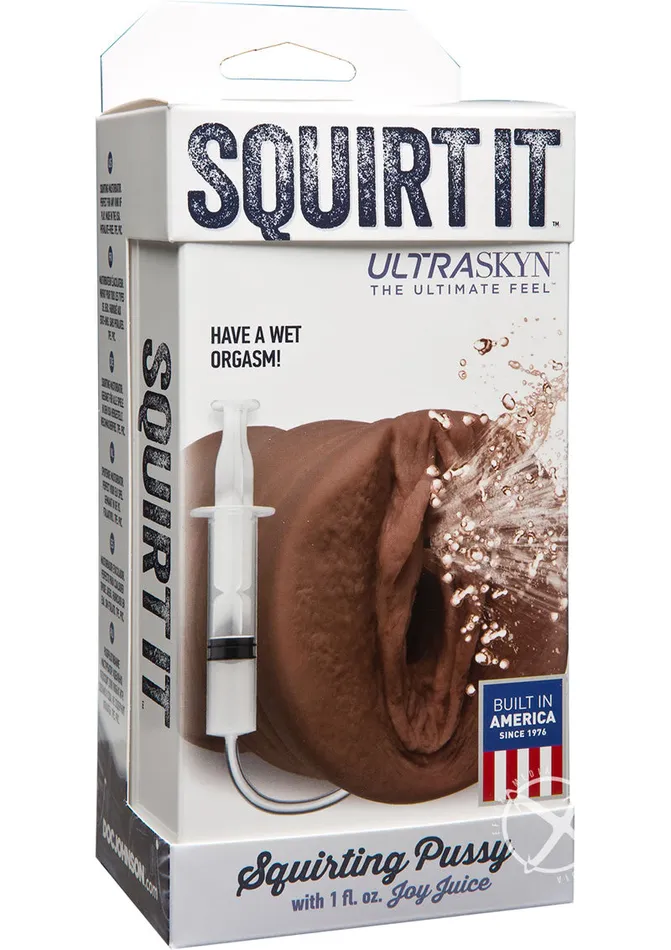 Doc Johnson Male Sex Toys Squirt It Ultraskyn Squirting Masturbator with 1oz Joy Juice Pussy Chocolate Doc Johnson Male Sex Toys Squirt It Ultraskyn Squirting Masturbator with 1oz Joy Juice Pussy Chocolate