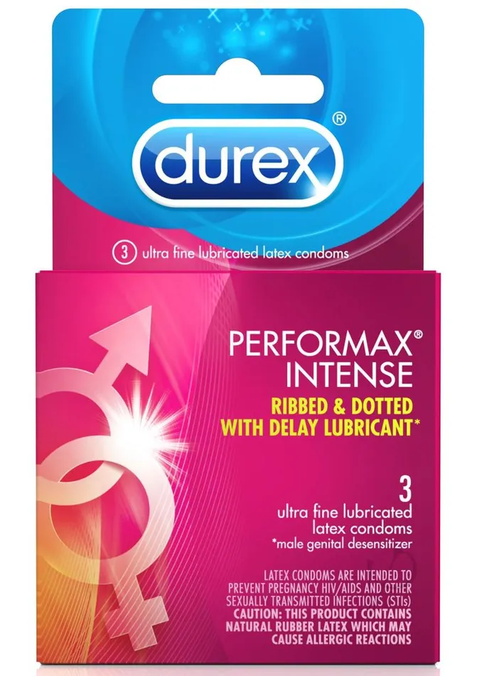 Durex Durex Performax Intense Ribbed and Dotted Lubricated Latex Condoms 3Pack Male Sex Toys Durex Durex Performax Intense Ribbed and Dotted Lubricated Latex Condoms 3Pack Male Sex Toys