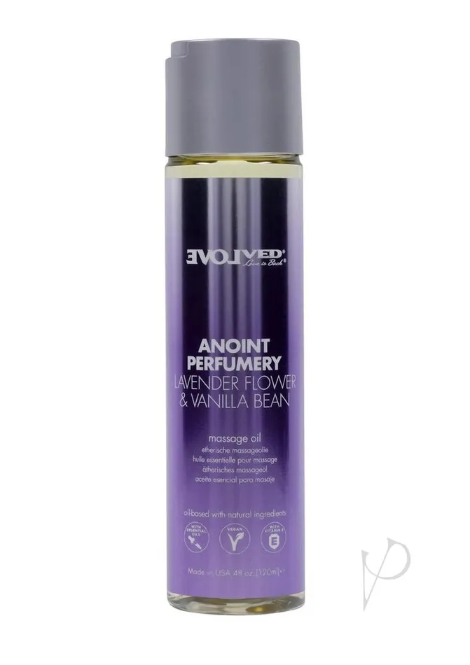 Evolved Couples Anoint Perfumery Massage Oil Lavender Flower and Vanilla Bean 4oz Evolved Couples Anoint Perfumery Massage Oil Lavender Flower and Vanilla Bean 4oz