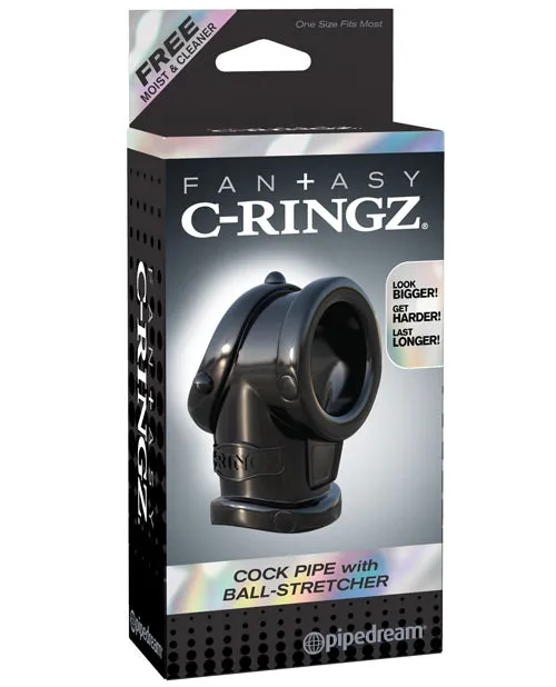 Fantasy C Ringz Fantasy CRingz Pipe Cock Ring with BallStretcher Black Male Sex Toys