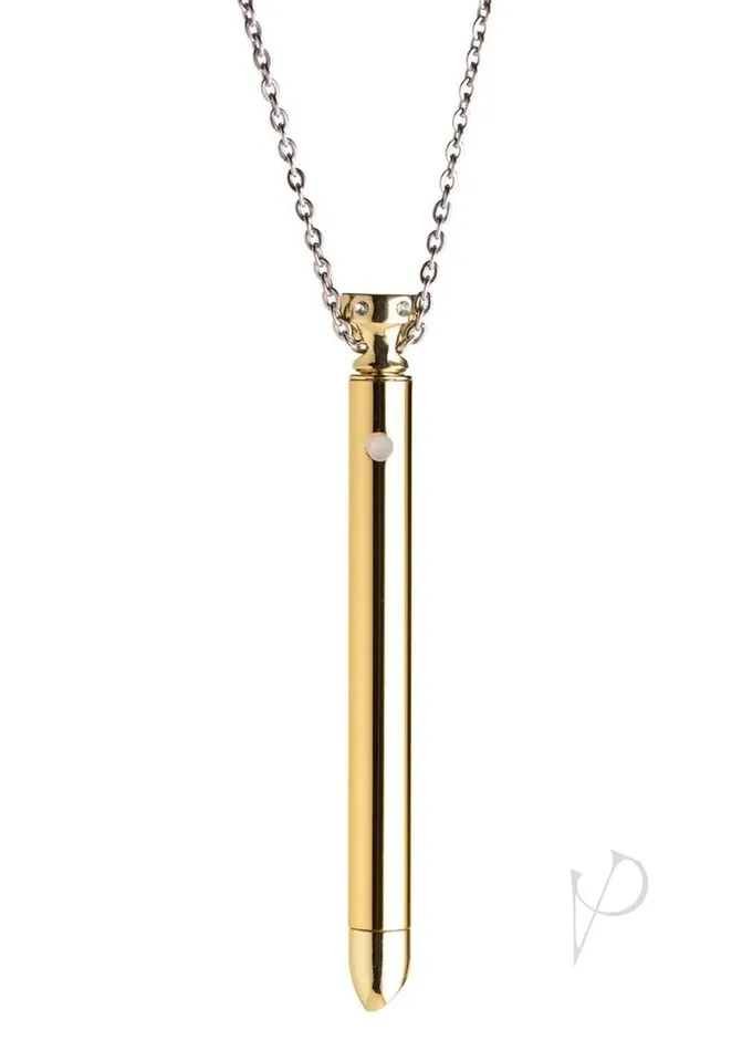 Female Sex Toys Charmed Charmed Rechargeable Stainless Steel 7X Vibrating Necklace Gold