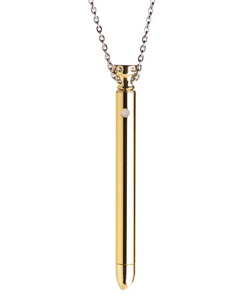 Female Sex Toys Charmed Charmed Rechargeable Stainless Steel 7X Vibrating Necklace Gold