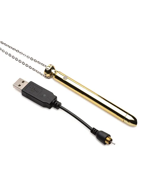 Female Sex Toys Charmed Charmed Rechargeable Stainless Steel 7X Vibrating Necklace Gold