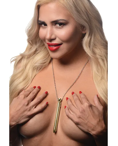 Female Sex Toys Charmed Charmed Rechargeable Stainless Steel 7X Vibrating Necklace Gold