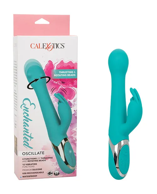 Female Sex Toys Enchanted Enchanted Oscillate Rechargeable Silicone Rabbit Vibrator Blue
