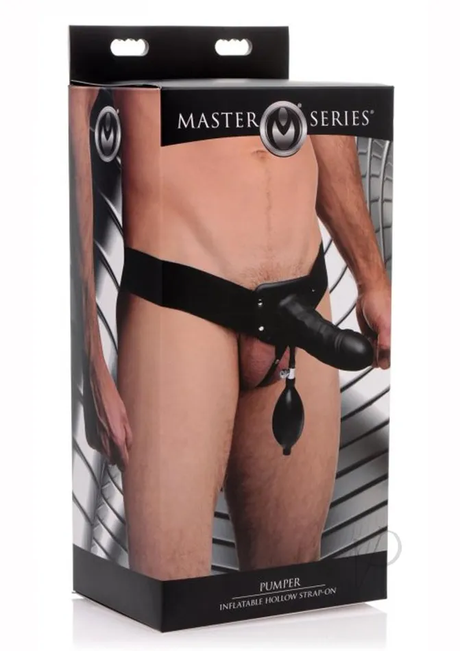 Female Sex Toys Master Series Master Series Pumper Inflatable Hollow StrapOn Black Female Sex Toys Master Series Master Series Pumper Inflatable Hollow StrapOn Black