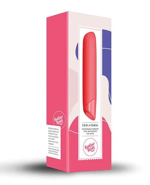 Female Sex Toys Rocks Off SugarBoo Cool Coral Rechargeable Silicone Vibrator Fuchsia