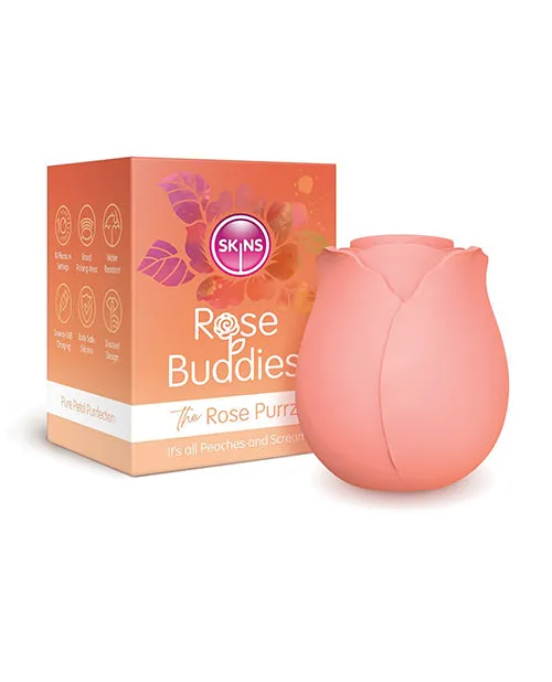 Female Sex Toys Skins Skins Rose Buddies Rose Purrz Rechargeable Silicone Clitoral Vibrator Peach