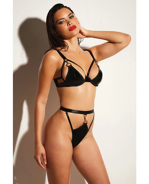 FETISH Excitement Unlined Underwire Vinyl Bra Panty wDRing Metal Clasp Black LG Fetish By Oh La La Cheri Couples FETISH Excitement Unlined Underwire Vinyl Bra Panty wDRing Metal Clasp Black LG Fetish By Oh La La Cheri Couples