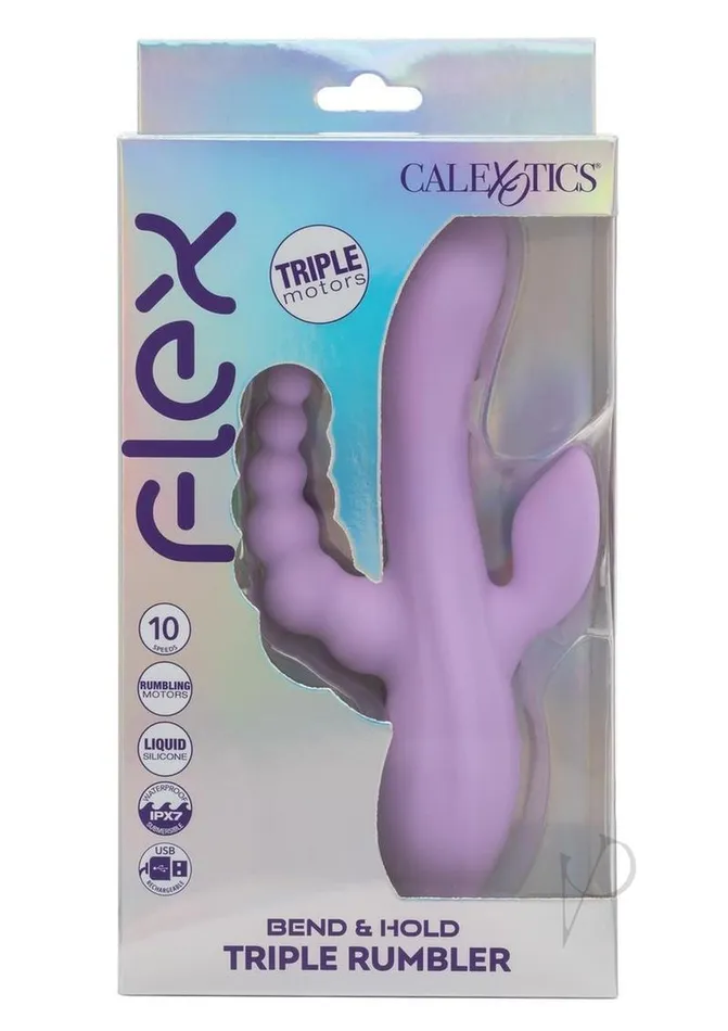 Flex Vibrators Flex Bend and Hold Triple Rumbler Rechargeable Silicone Vibrator Purple Flex Vibrators Flex Bend and Hold Triple Rumbler Rechargeable Silicone Vibrator Purple