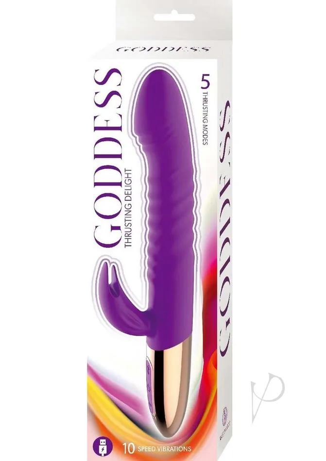 Goddess Thrusting Delight Rechargeable Silicone Rabbit Vibrator Purple Goddess Vibrators Goddess Thrusting Delight Rechargeable Silicone Rabbit Vibrator Purple Goddess Vibrators