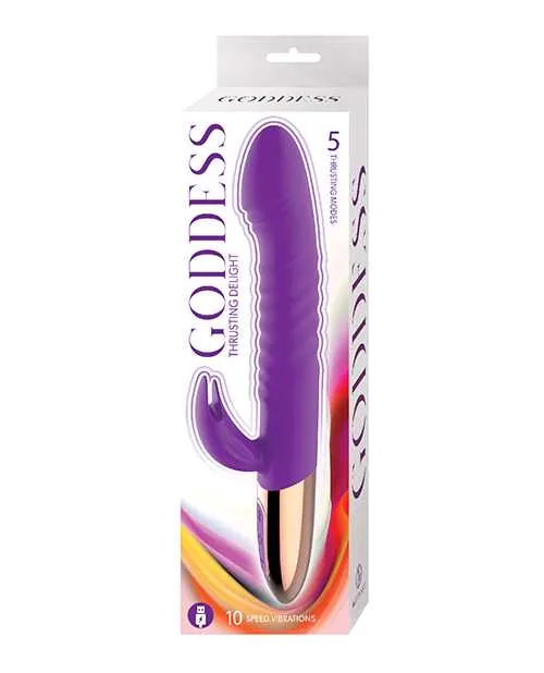 Goddess Thrusting Delight Rechargeable Silicone Rabbit Vibrator Purple Goddess Vibrators