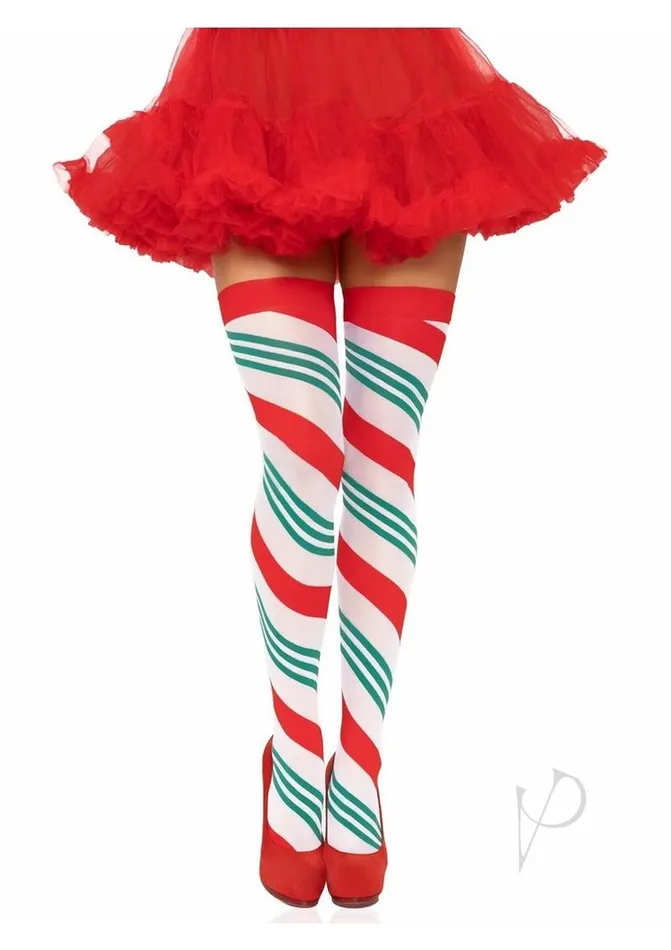 Holiday Ribbon Thigh High OS RedWhiteGreen Leg Avenue Vibrators