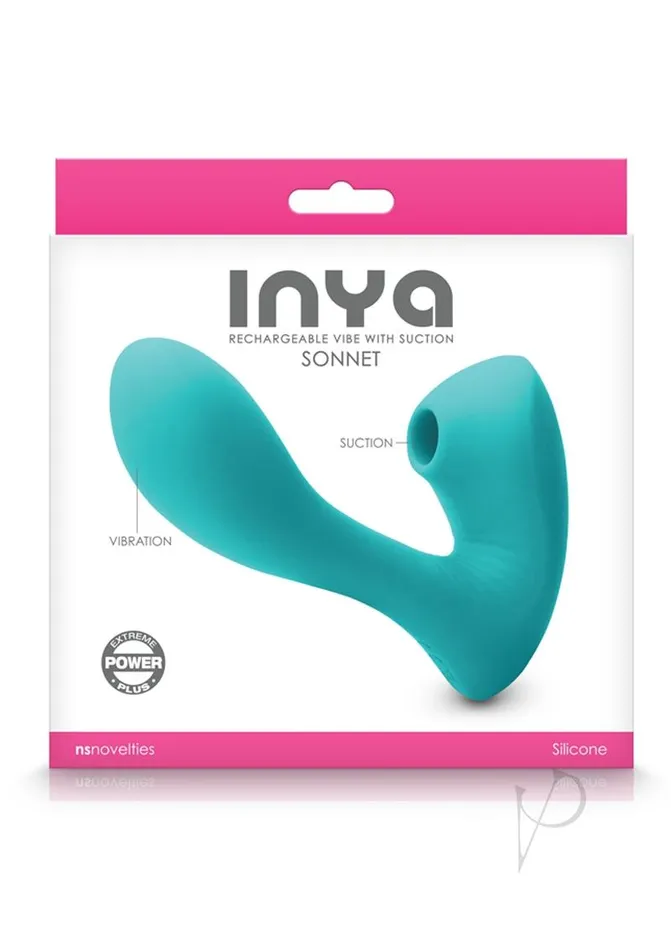 Inya Inya Sonnet Silicone Rechargeable Vibrator with Clitoral Stimulation Teal Female Sex Toys Inya Inya Sonnet Silicone Rechargeable Vibrator with Clitoral Stimulation Teal Female Sex Toys