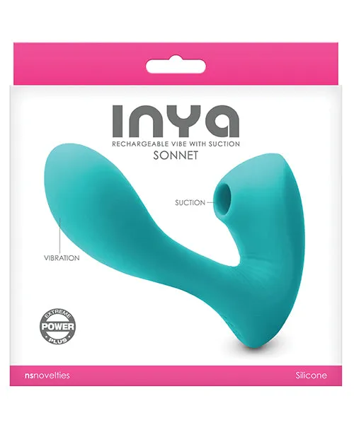 Inya Inya Sonnet Silicone Rechargeable Vibrator with Clitoral Stimulation Teal Female Sex Toys Inya Inya Sonnet Silicone Rechargeable Vibrator with Clitoral Stimulation Teal Female Sex Toys
