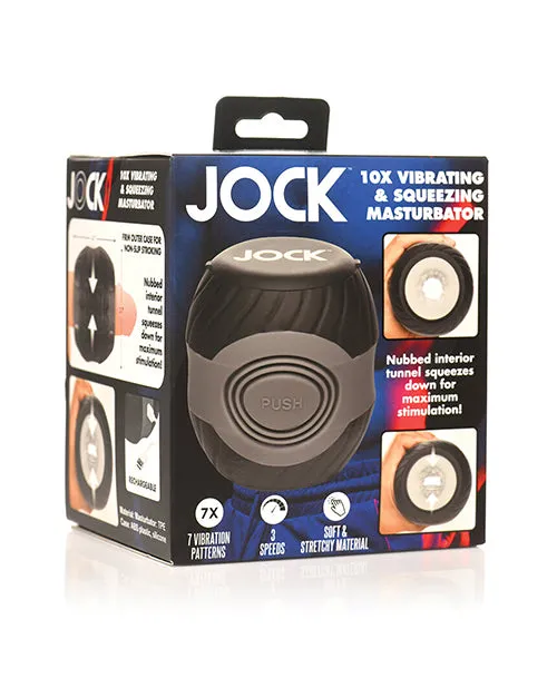 Jock Male Sex Toys JOCK 10X Vibrating and Squeezing Masturbator BlackGreyClear