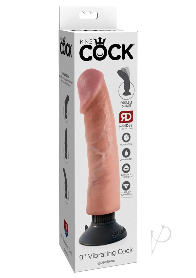 King Cock Dildos King Cock Vibrating Dildo 9in Vanilla