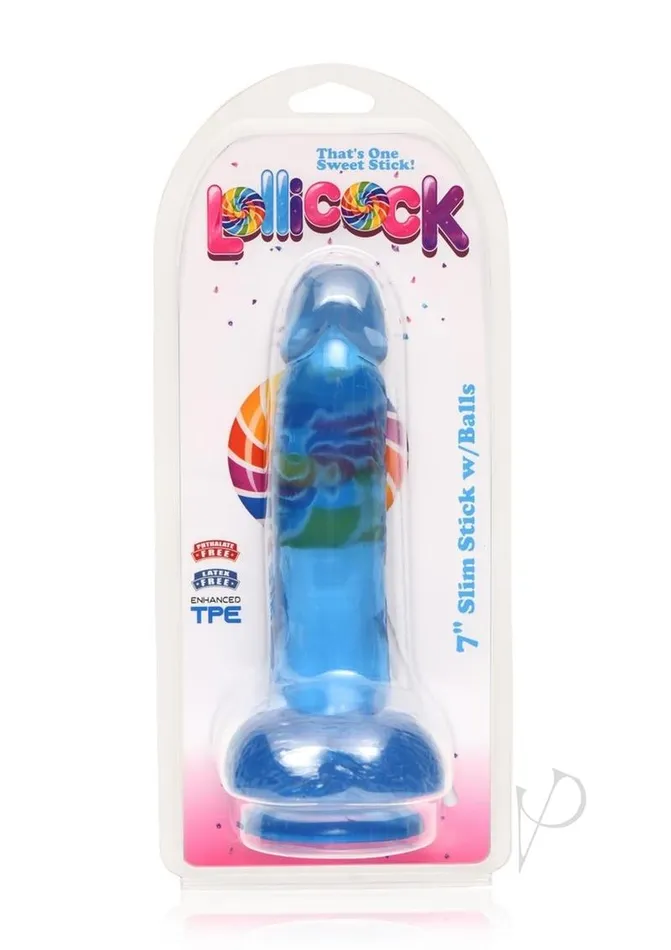 Lollicock Female Sex Toys Lollicock Slim Stick Dildo with Balls 7in Berry Ice Lollicock Female Sex Toys Lollicock Slim Stick Dildo with Balls 7in Berry Ice