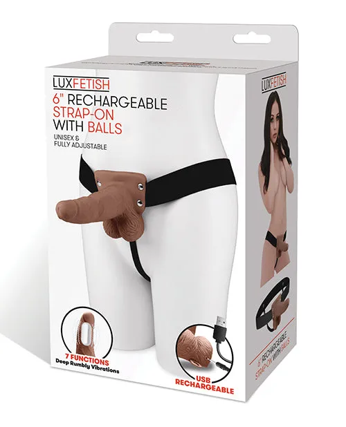 Lux Fetish Female Sex Toys Lux Fetish Rechargeable Strapon with Balls 6in Caramel Lux Fetish Female Sex Toys Lux Fetish Rechargeable Strapon with Balls 6in Caramel