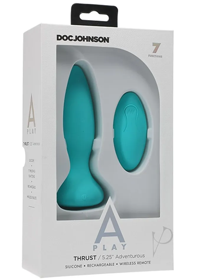 Male Sex Toys APlay Thrust Adventurous Anal Plug with Remote Control Teal A Play Male Sex Toys APlay Thrust Adventurous Anal Plug with Remote Control Teal A Play