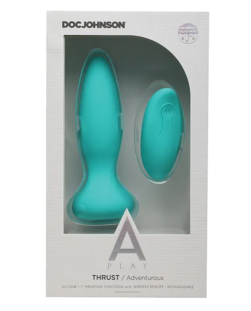 Male Sex Toys APlay Thrust Adventurous Anal Plug with Remote Control Teal A Play