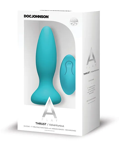 Male Sex Toys APlay Thrust Adventurous Anal Plug with Remote Control Teal A Play