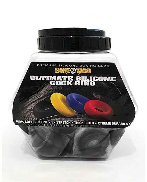 Male Sex Toys Boneyard Ultimate Silicone Cock Ring Fishbowl Black Bowl of 50 Boneyard